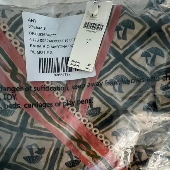 NWT 🍄 Farm Rio x Anthropologie V-Neck Jumpsuit Mushrooms Size S Lightwei…